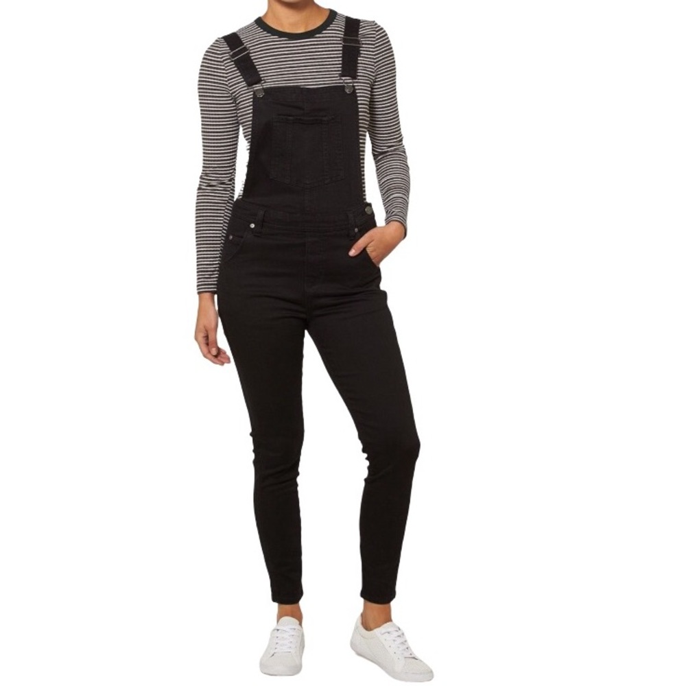 Sportsgirl Black Washed Denim Bib Overalls Sz 10 NWT - Picture 11 of 11